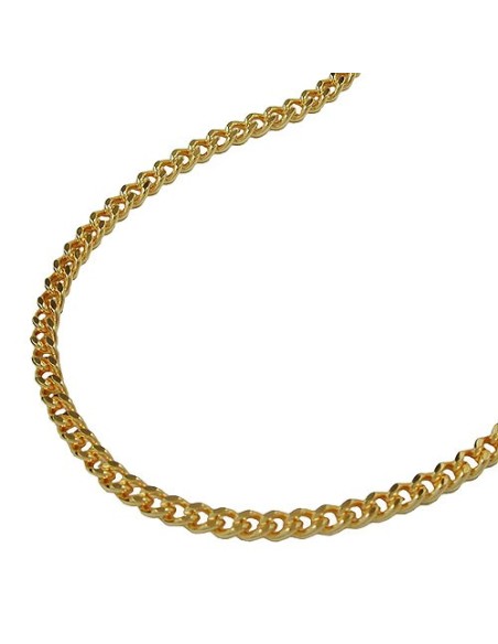 necklace 2mm flat curb chain diamond cut gold plated amd 60cm