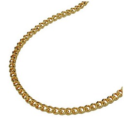 necklace 2mm flat curb chain diamond cut gold plated amd 60cm