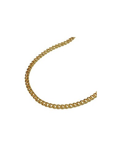 necklace 2mm flat curb chain diamond cut gold plated amd 60cm