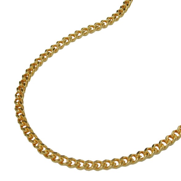 necklace 1.6mm flat curb chain diamond cut gold plated amd 70cm