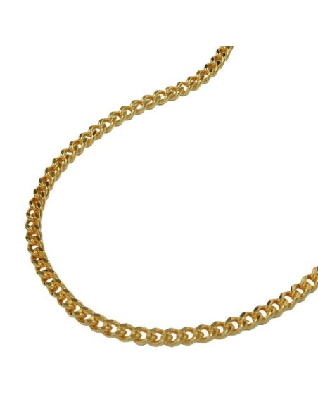 necklace 1.6mm flat curb chain diamond cut gold plated amd 60cm
