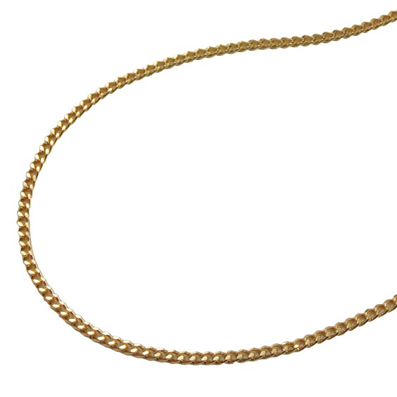 necklace 1.3mm flat curb chain diamond cut gold plated amd 55cm