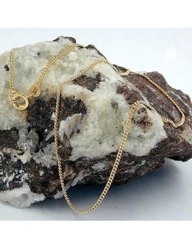 necklace 1.3mm flat curb chain diamond cut gold plated amd 40cm