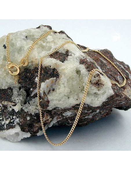 necklace 1.3mm flat curb chain diamond cut gold plated amd 40cm