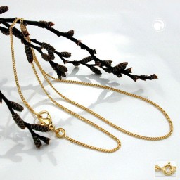 necklace 1.2mm flat curb chain diamond cut gold plated amd 45cm