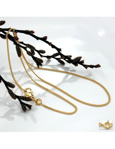 necklace 1.2mm flat curb chain diamond cut gold plated amd 45cm