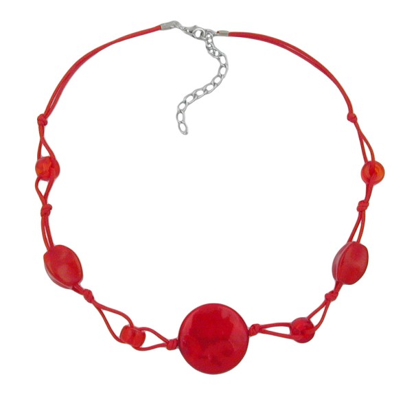 necklace red marbled beads red cord