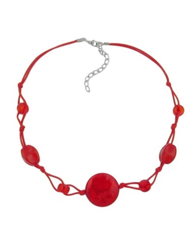necklace red marbled beads red cord