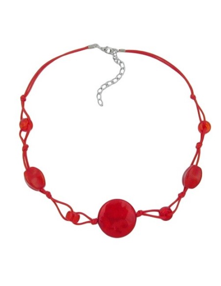 necklace red marbled beads red cord