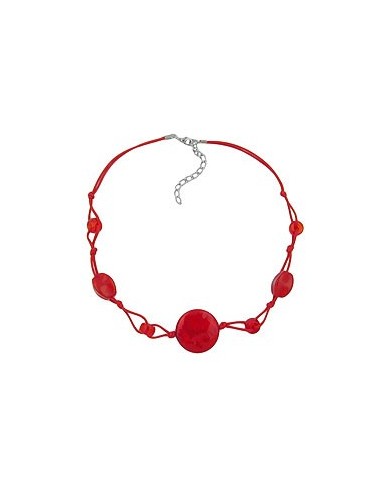 necklace red marbled beads red cord