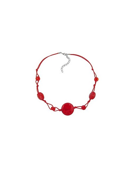 necklace red marbled beads red cord