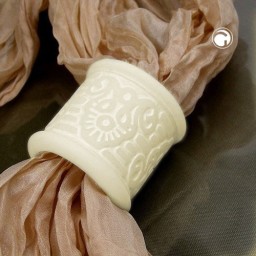 scarf bead creme flower pattern matte