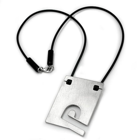 necklace initiale p stainless steel 42cm