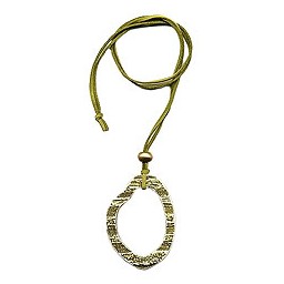 necklace 75x55mm tree ring plastic olive green leather strap green 90cm chain