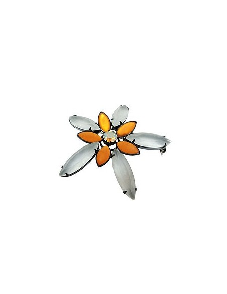 brooch pin 70mm flower topaz crystal matte black