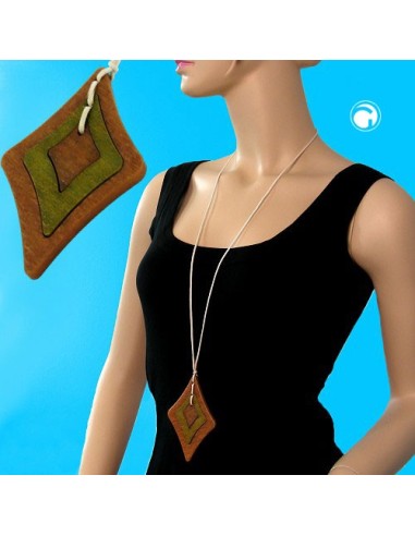 necklace baroque pendant brown/ green