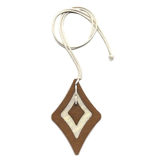 necklace baroque pendant brown/ white