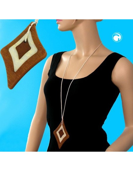 necklace baroque pendant brown/ white