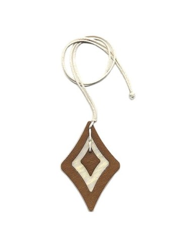 necklace baroque pendant brown/ white