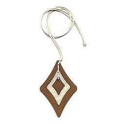necklace baroque pendant brown/ white