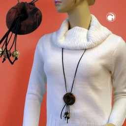 necklace rings brown-blacke matte 100cm