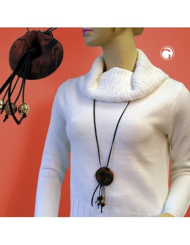 necklace rings brown-blacke matte 100cm