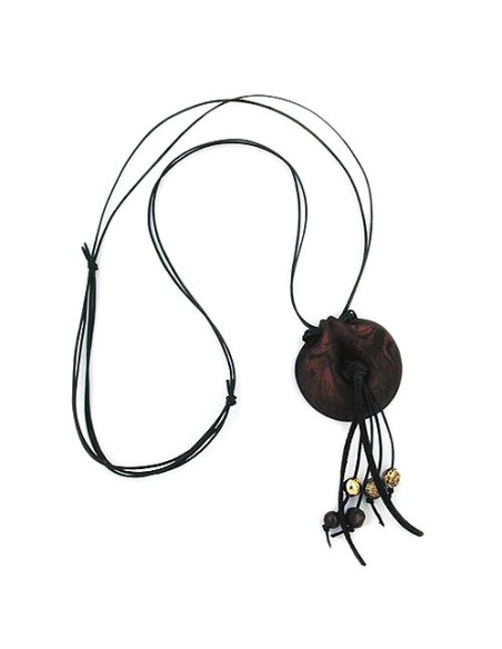 necklace rings brown-blacke matte 100cm