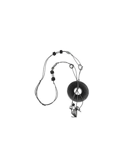 necklace 77mm plastic pendant hole ring gray-white cord gray 90cm