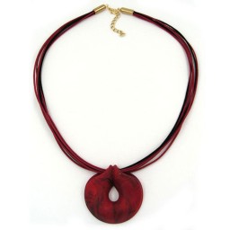 necklace round red-black 55cm