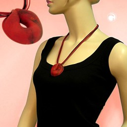 necklace round red-black 55cm