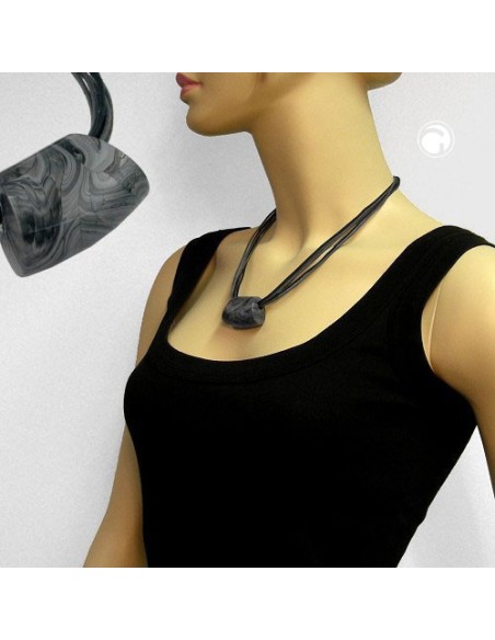 necklace trapezium grey-black 50cm