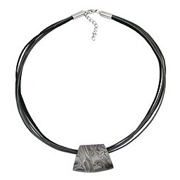 necklace trapezium grey-black 50cm