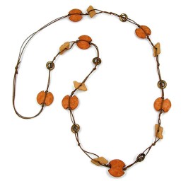 necklace baroque beads brown 100cm