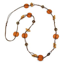 necklace baroque beads brown 100cm