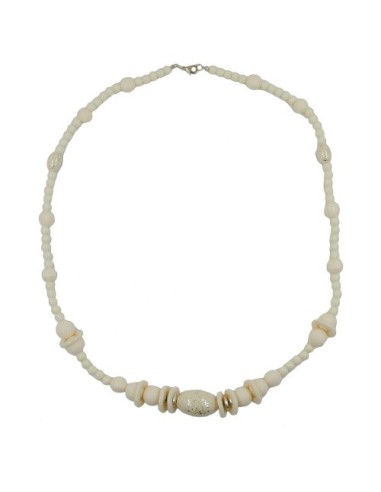 necklace beads creme silver-tone 70cm