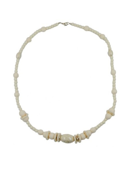 necklace beads creme silver-tone 70cm