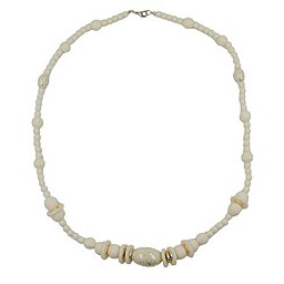 necklace beads creme silver-tone 70cm