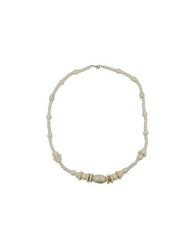 necklace beads creme silver-tone 70cm