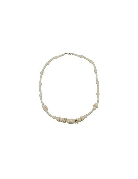 necklace beads creme silver-tone 70cm