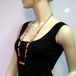 necklace baroque beads pink brown 100cm