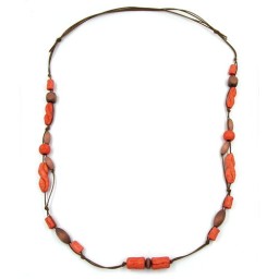 necklace baroque beads pink brown 100cm