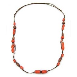 necklace baroque beads pink brown 100cm