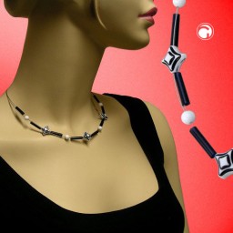 necklace cube beads black white