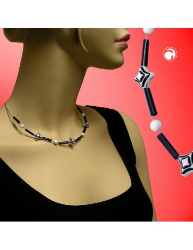 necklace cube beads black white