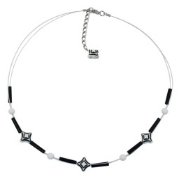 necklace cube beads black white