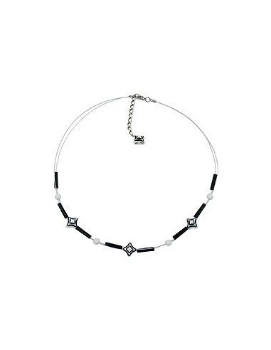 necklace cube beads black white