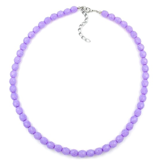 necklace glass beads lilac 45cm