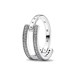 Damring Pandora SIGNATURE LOGO & PAVE DOUBLE BAND - RING - SIZE 56