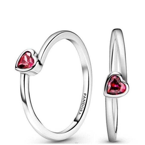 Damring Pandora CLEAR TILTED HEART SOLITAIRE - RING - SIZE 58