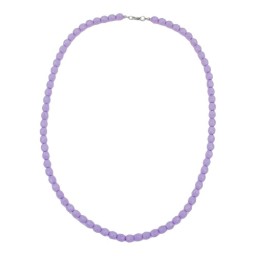 necklace glass beads lilac 60cm